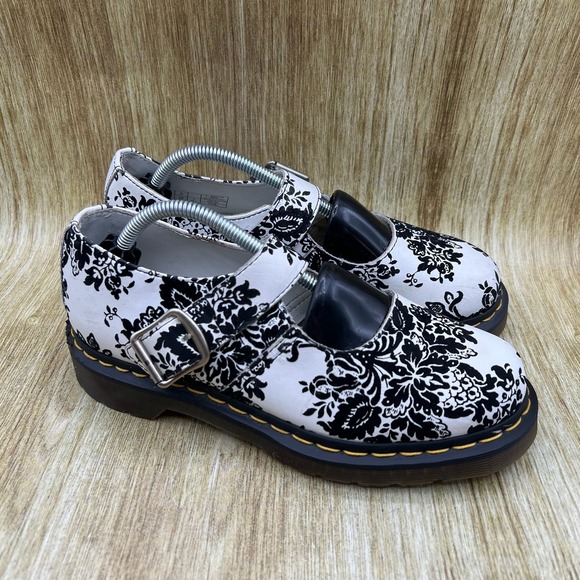 Dr. Martens Shoes - Dr. Martens Mary Jane 5026 Women's Size 7 Black White Floral Y2K Leather Shoes